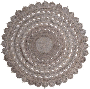 Gray 8' x 8' Braided Jute Round Rug