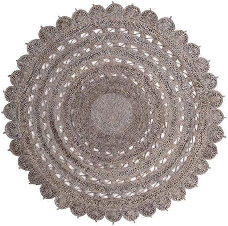 Gray 8' x 8' Braided Jute Round Rug