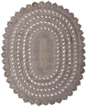 Gray 8' x 10' Braided Jute Oval Rug