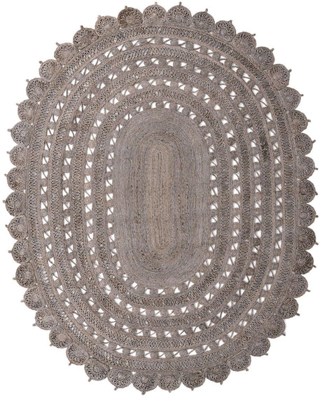 Gray 8' x 10' Braided Jute Oval Rug