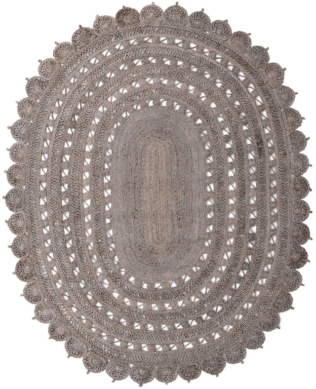 Gray 8' x 10' Braided Jute Oval Rug