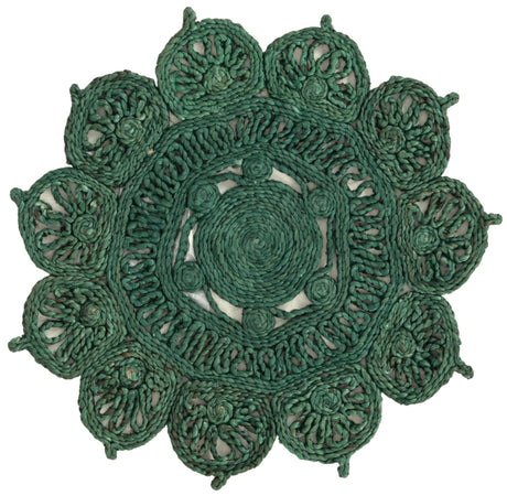 Hunter Green 2' x 2' Braided Jute Round Rug
