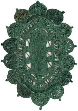 Hunter Green 2' x 3' 1 Braided Jute Oval Rug