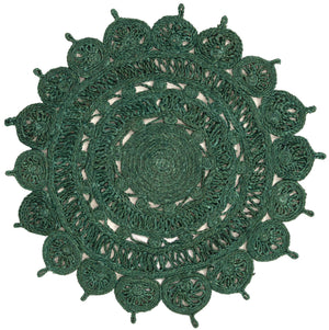 Hunter Green 3' 1 x 3' 1 Braided Jute Round Rug