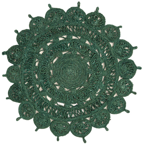 Hunter Green 3' 1 x 3' 1 Braided Jute Round Rug