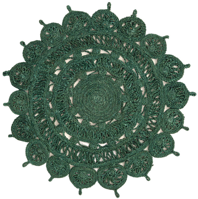 Hunter Green 3' 1 x 3' 1 Braided Jute Round Rug