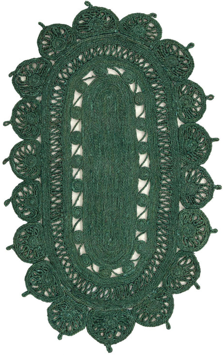 Hunter Green 3' 1 x 5' 1 Braided Jute Oval Rug