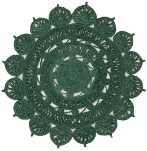 Hunter Green 4' 1 x 4' 1 Braided Jute Round Rug
