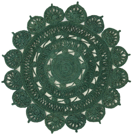 Hunter Green 4' 1 x 4' 1 Braided Jute Round Rug
