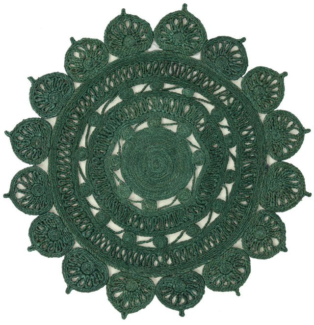 Hunter Green 4' 1 x 4' 1 Braided Jute Round Rug