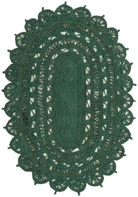 Hunter Green 4' 1 x 6' 1 Braided Jute Oval Rug