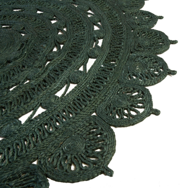 Hunter Green 2' x 2' Braided Jute Round Rug