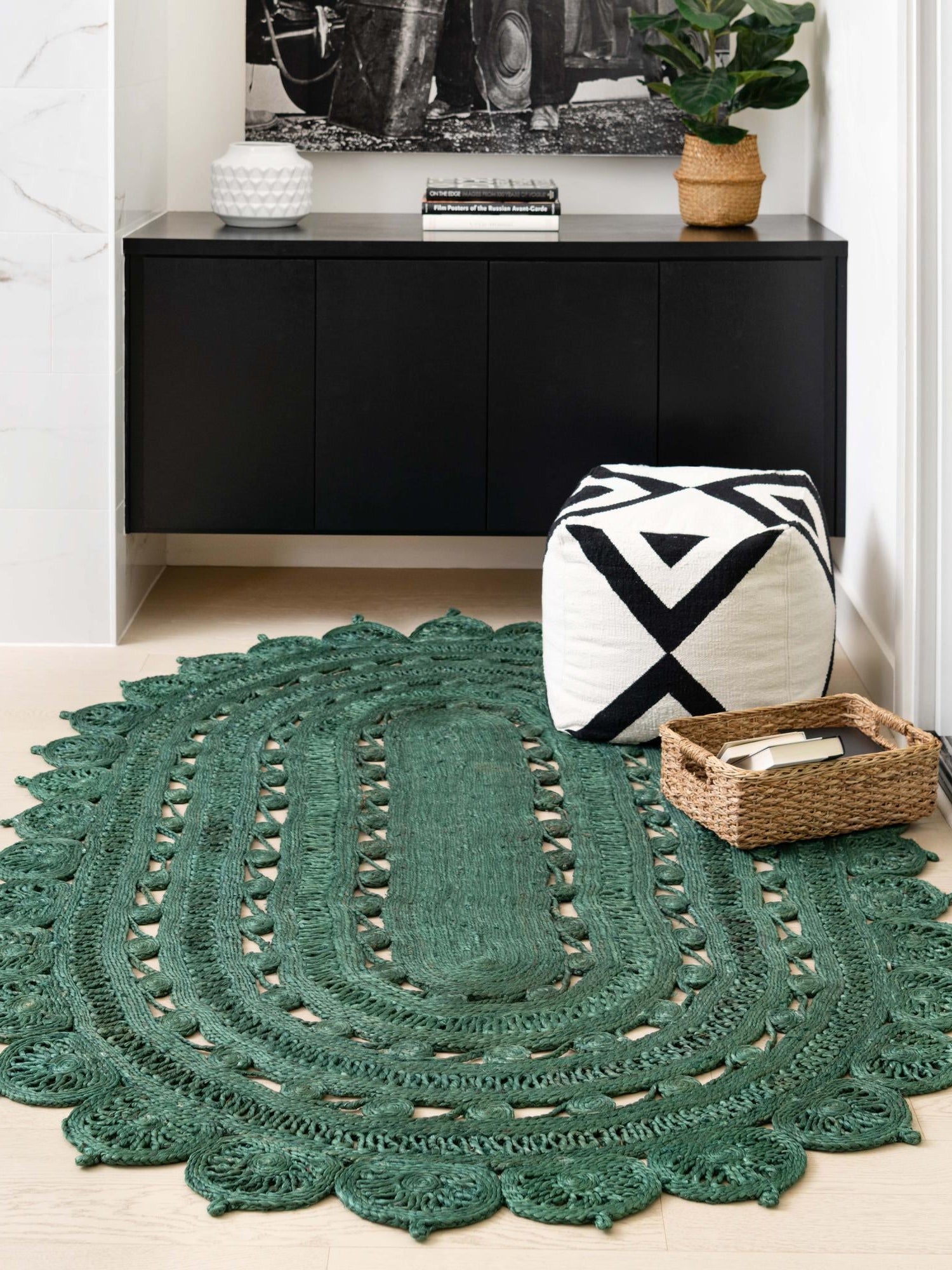 Hunter Green 3' 1 x 5' 1 Braided Jute Oval Area Rug 100% Jute Hand Braided Natural Eco-Friendly Boho Style Carpet for Living Rooms Dining Office Space Dorms for Sale at Rug Engine