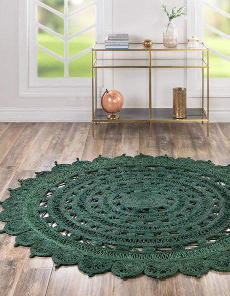 Hunter Green 6' 1 x 6' 1 Braided Jute Round Rug