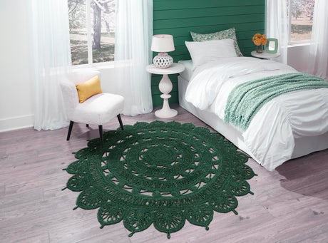 Hunter Green 5' 1 x 5' 1 Braided Jute Round Area Rug 100% Jute Hand Braided Natural Eco-Friendly Boho Style Carpet for Living Rooms Dining Office Space Dorms for Sale at Rug Engine