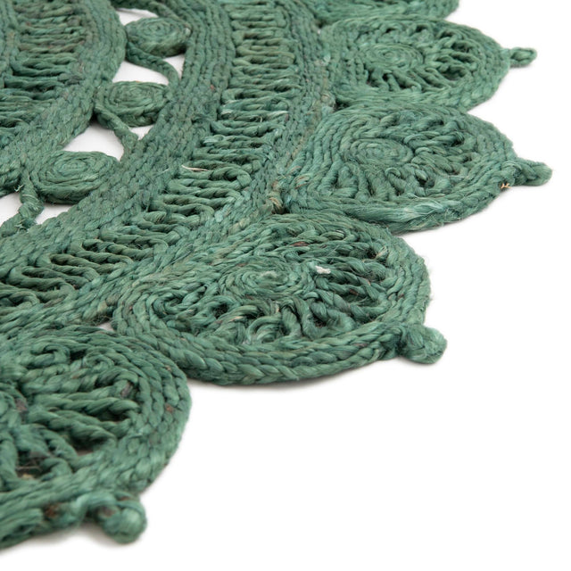 Hunter Green 2' x 2' Braided Jute Round Rug