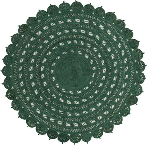 Hunter Green 8' x 8' Braided Jute Round Rug