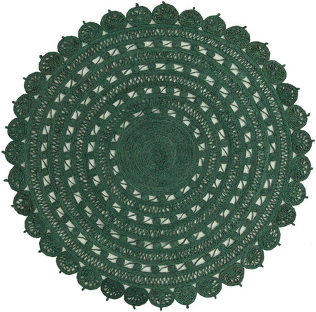 Hunter Green 8' x 8' Braided Jute Round Rug