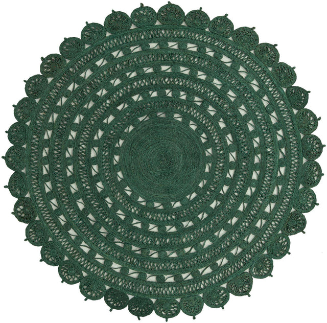 Hunter Green 8' x 8' Braided Jute Round Rug