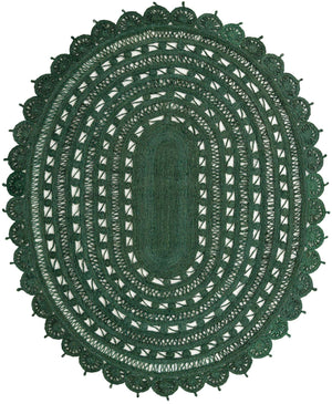 Hunter Green 8' x 10' Braided Jute Oval Rug