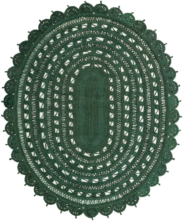 Hunter Green 8' x 10' Braided Jute Oval Rug