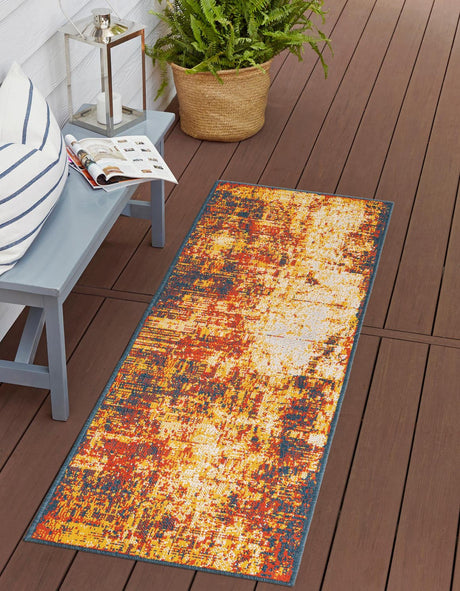 Multicolor 2' x 6' 1 Outdoor Coastal Runner Rug
