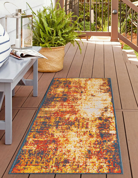 Multicolor 2' x 6' 1 Outdoor Coastal Runner Rug