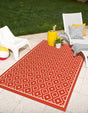 Rust Red 5' 3 x 8' Outdoor Trellis Rectangle Rug