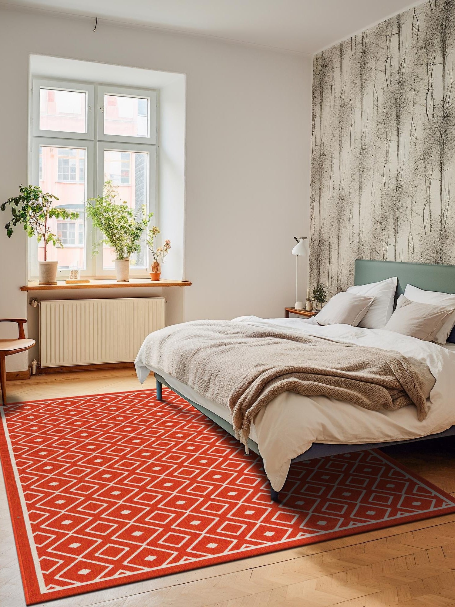Rust Red 8' x 10' Outdoor Trellis Rectangle Area Rug Weather Resistant for Patio, Deck, Terrace, Balcony, Porch Geometric Design Water Safe Outside Carpet for Sale at Rug Engine