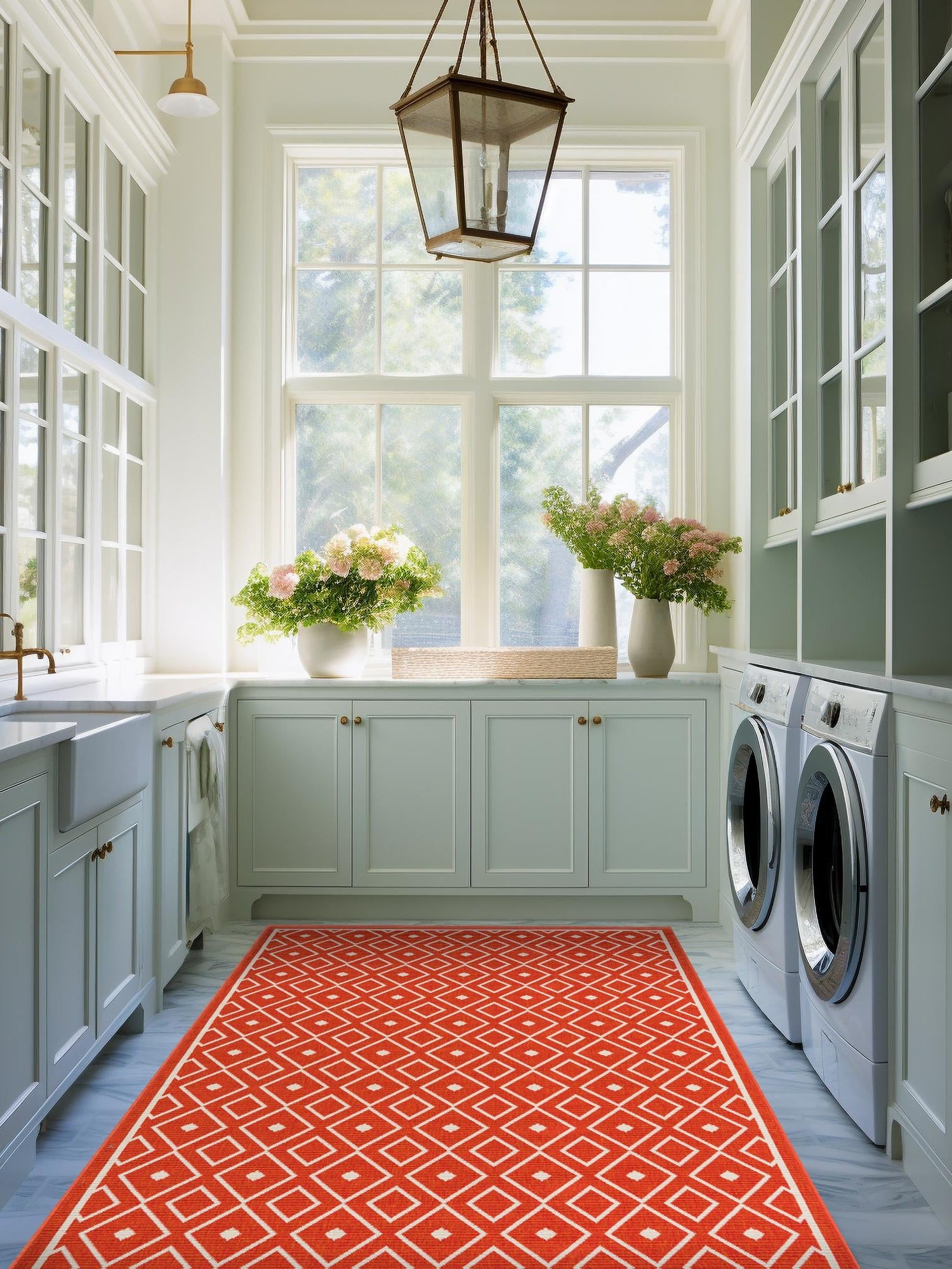 Rust Red 8' x 10' Outdoor Trellis Rectangle Area Rug Weather Resistant for Patio, Deck, Terrace, Balcony, Porch Geometric Design Water Safe Outside Carpet for Sale at Rug Engine