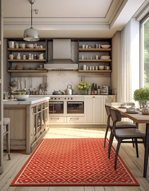 Rust Red 5' 3 x 8' Outdoor Trellis Rectangle Rug