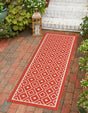 Rust Red 2' x 8' Outdoor Trellis Runner Area Rug Weather Resistant for Patio, Deck, Terrace, Balcony, Porch Geometric Design Water Safe Outside Carpet for Sale at Rug Engine