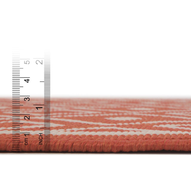 Rust Red 7' 10 x 7' 10 Outdoor Trellis Square Area Rug Weather Resistant for Patio, Deck, Terrace, Balcony, Porch Geometric Design Water Safe Outside Carpet for Sale at Rug Engine