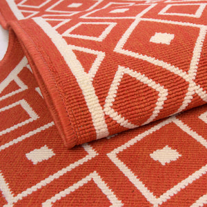 Rust Red 7' 10 x 7' 10 Outdoor Trellis Square Area Rug Weather Resistant for Patio, Deck, Terrace, Balcony, Porch Geometric Design Water Safe Outside Carpet for Sale at Rug Engine