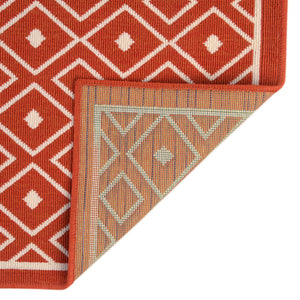 Rust Red 7' 10 x 7' 10 Outdoor Trellis Square Area Rug Weather Resistant for Patio, Deck, Terrace, Balcony, Porch Geometric Design Water Safe Outside Carpet for Sale at Rug Engine