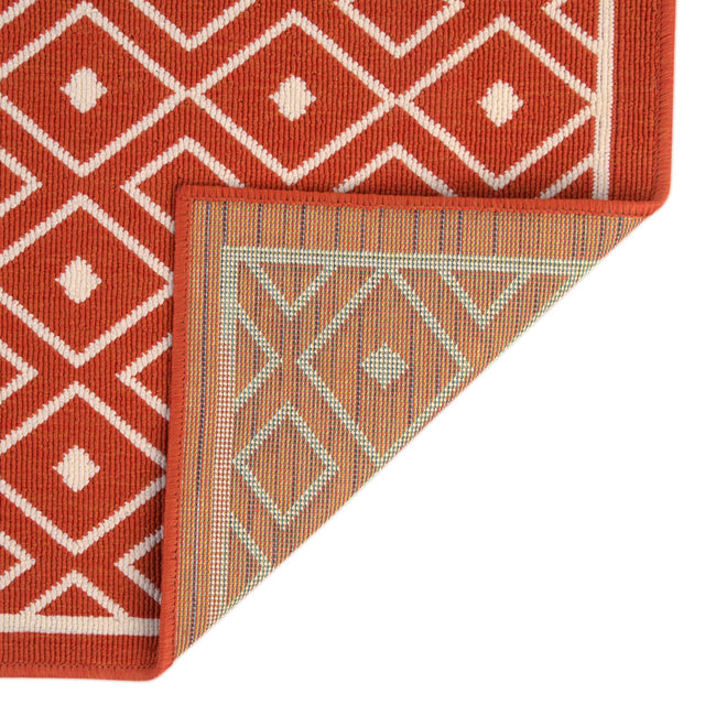 Rust Red 7' 10 x 7' 10 Outdoor Trellis Square Area Rug Weather Resistant for Patio, Deck, Terrace, Balcony, Porch Geometric Design Water Safe Outside Carpet for Sale at Rug Engine