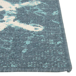 Navy Blue 5' 3 x 8' Outdoor Coastal Rectangle Rug