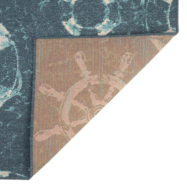 Navy Blue 7' 10 x 10' Outdoor Coastal Rectangle Area Rug Weather Resistant for Patio, Deck, Terrace, Balcony, Porch 100% Polypropylene Coastal Decor Carpet for Sale at Rug Engine