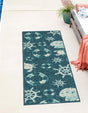 Navy Blue 2' x 8' Outdoor Coastal Runner Rug