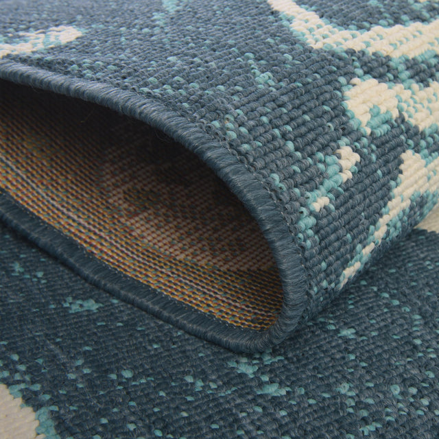 Navy Blue 4' 1 x 4' 1 Outdoor Coastal Round Rug