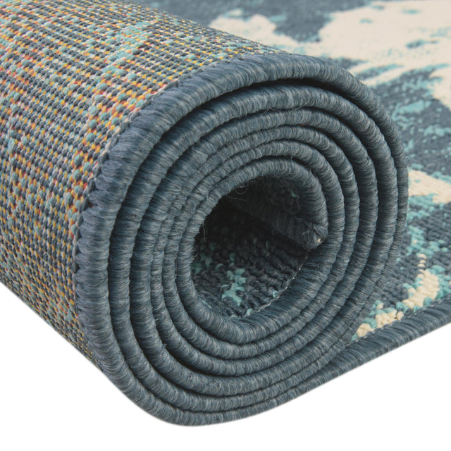 Navy Blue 7' 1 x 7' 1 Outdoor Coastal Round Rug