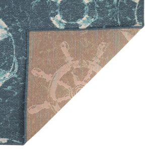 Navy Blue 8' x 8' Outdoor Coastal Square Rug