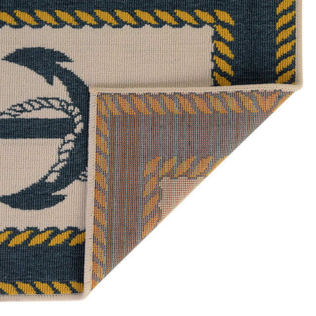 Ivory 4' 1 x 6' 1 Outdoor Coastal Rectangle Area Rug Weather Resistant for Patio, Deck, Terrace, Balcony, Porch 100% Polypropylene Coastal Decor Carpet for Sale at Rug Engine