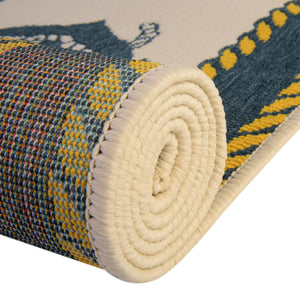 Ivory 4' 1 x 6' 1 Outdoor Coastal Rectangle Area Rug Weather Resistant for Patio, Deck, Terrace, Balcony, Porch 100% Polypropylene Coastal Decor Carpet for Sale at Rug Engine