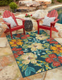 Multicolor 9' x 12' Outdoor Coastal Rectangle Area Rug Weather Resistant for Patio, Deck, Terrace, Balcony, Porch 100% Polypropylene Coastal Decor Carpet for Sale at Rug Engine