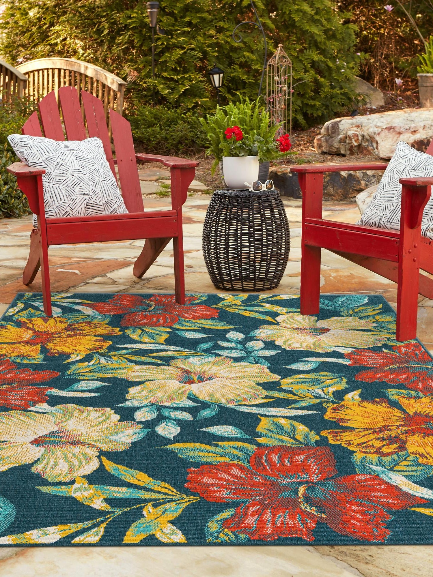 Multicolor 9' x 12' Outdoor Coastal Rectangle Area Rug Weather Resistant for Patio, Deck, Terrace, Balcony, Porch 100% Polypropylene Coastal Decor Carpet for Sale at Rug Engine