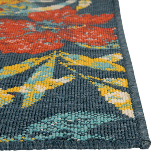 Multicolor 4' 1 x 6' 1 Outdoor Coastal Rectangle Area Rug Weather Resistant for Patio, Deck, Terrace, Balcony, Porch