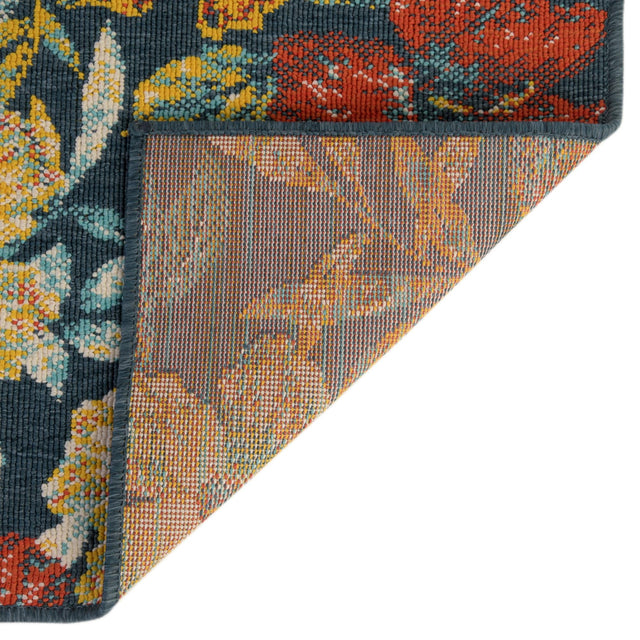 Multicolor 4' 1 x 6' 1 Outdoor Coastal Rectangle Area Rug Weather Resistant for Patio, Deck, Terrace, Balcony, Porch