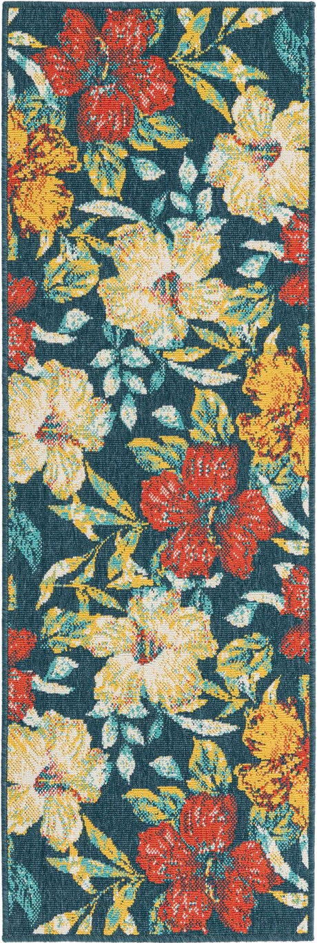 Multicolor 2' x 6' 1 Outdoor Coastal Runner Area Rug Weather Resistant for Patio, Deck, Terrace, Balcony, Porch