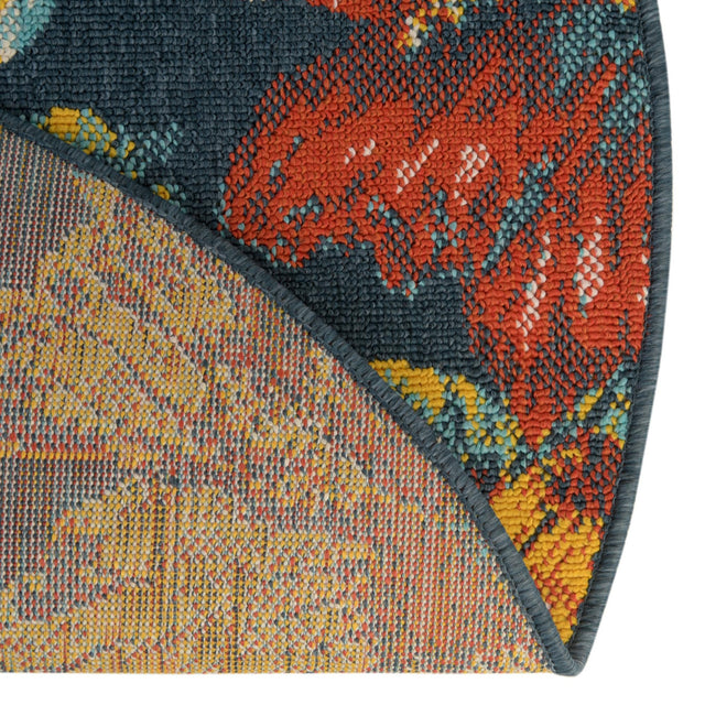 Multicolor 4' 1 x 4' 1 Outdoor Coastal Round Rug